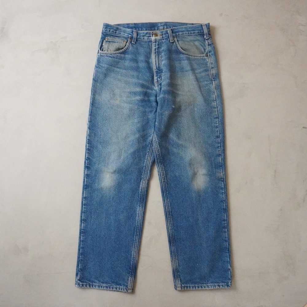 Vintage Carhartt Jeans 33x30 Mens Blue Relaxed Fit Denim Workwear Flannel Lined